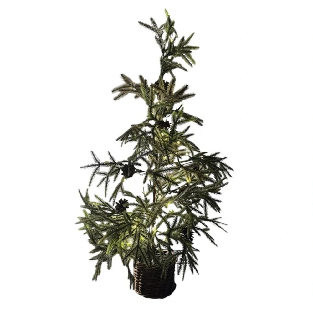 POTTERY BARN Large - 36” H Lit Faux Pine Tree in Basket